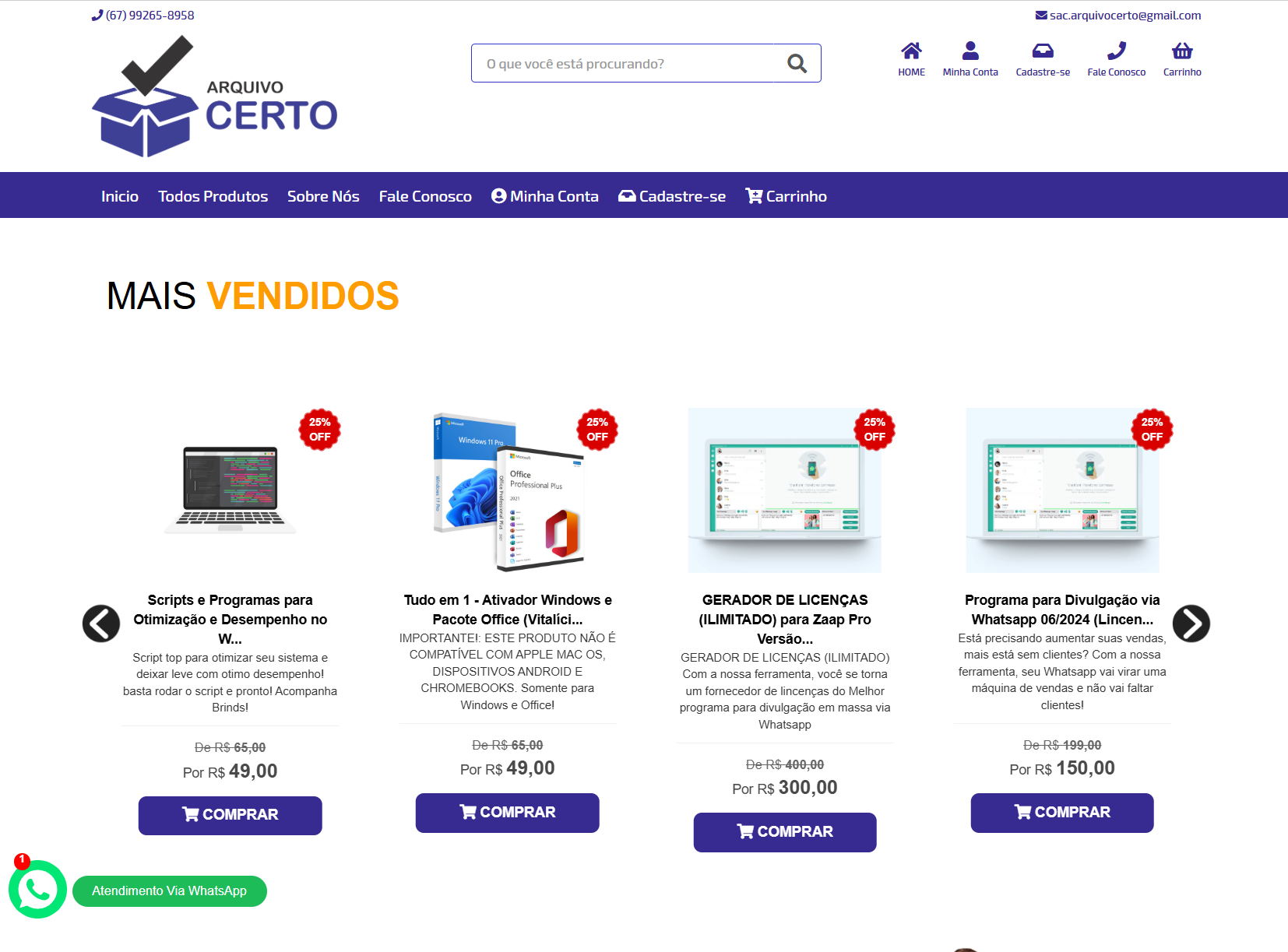 Site vendas de arquivos Digitais
